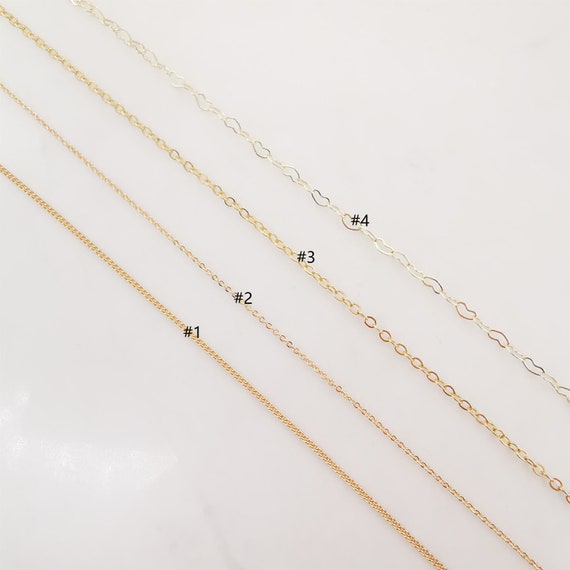 18K Gold Cable Chain, Vine Chain, Heart Chain, Chains for Jewelry