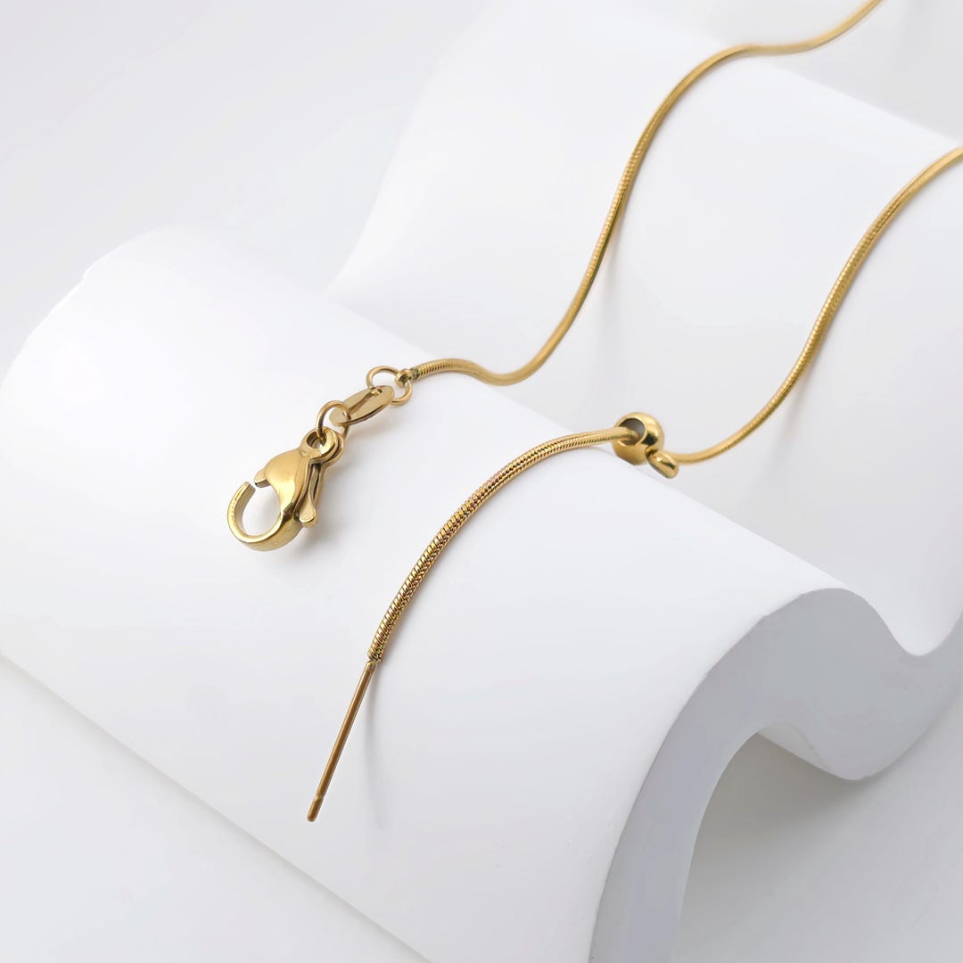 14K Snake Finished Necklace Chain, Adjustable Necklace, 316L