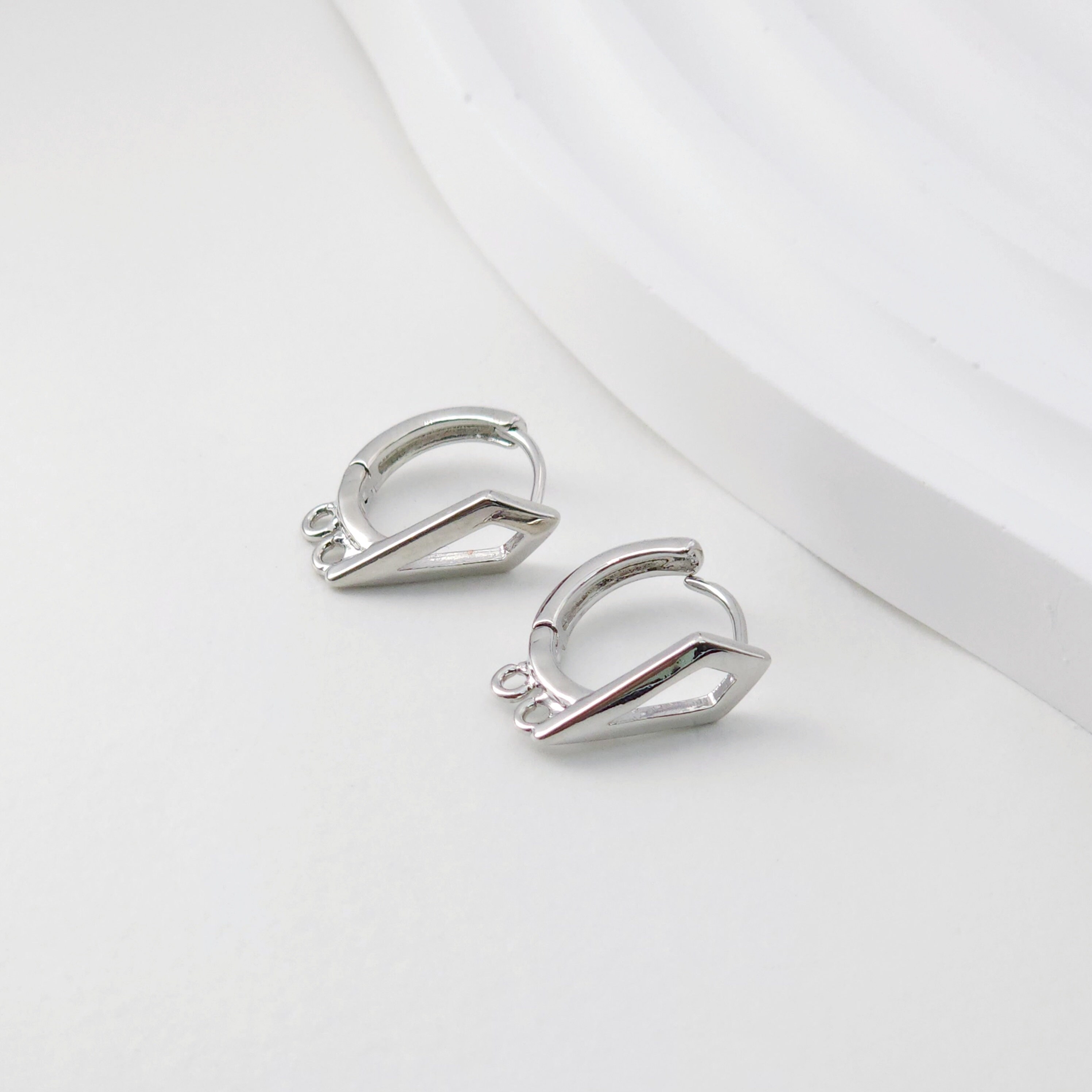 Loop Hoop Lock Geometric English Lock With Two Loops, Gold/rhodium Plated Earring Hoop ...