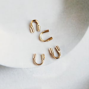 14K Gold Filled U-Shaped Wire Guardian Horsebit Clasp, [10PCS/Pack] Fit 0.53mm/0.79mm/1.14mm Hole, Wire Protector Accessories BL008