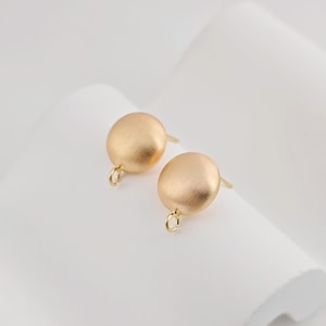 Rund örhängesstift i borstad 18K guld med ögla, nickelfria örhängen, 12 mm, stift, hypoallergena örhängesdetaljer ZX252