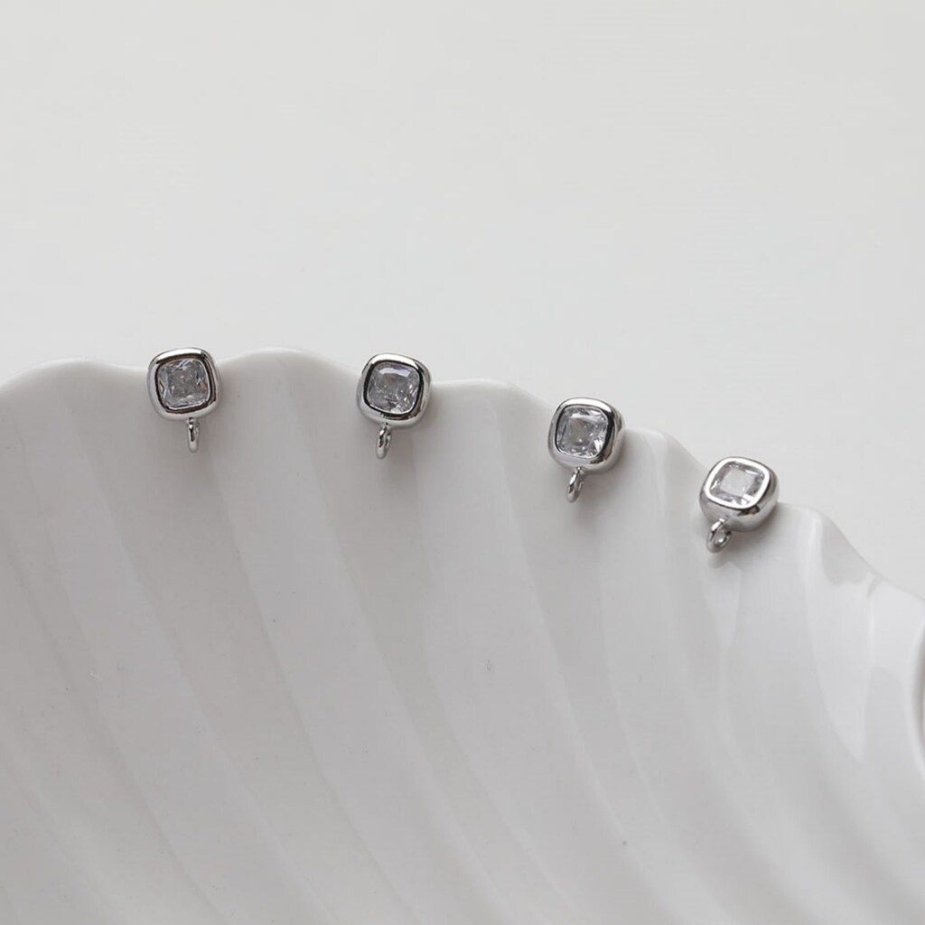 Orecchini Quadrati In Argento 925 Con Zirconia – Piccoli A Sfera, Ipoallergenici Per Cartilagine E Trago