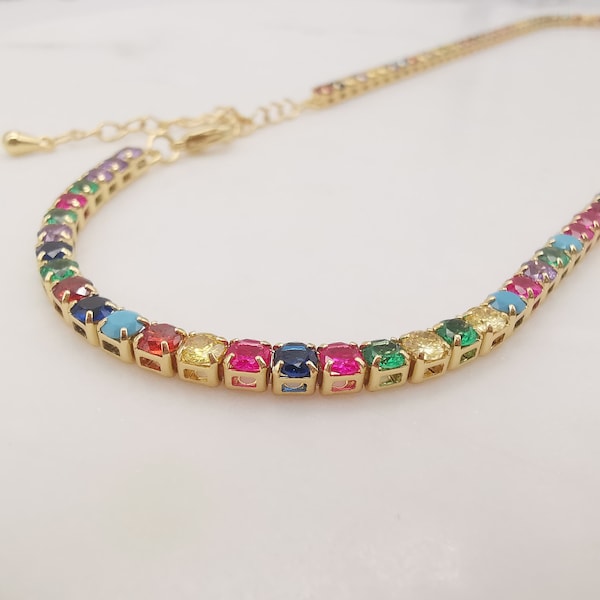 Crystal Bow Pendant Tennis Necklace
