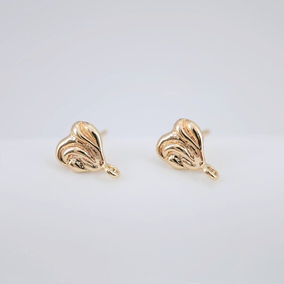 Orecchini a perno a forma di cuore irregolare, oro/argento 18 carati, orecchini a perno in argento S925 senza nichel, orecchini a perno a cuore D0363 - Italia