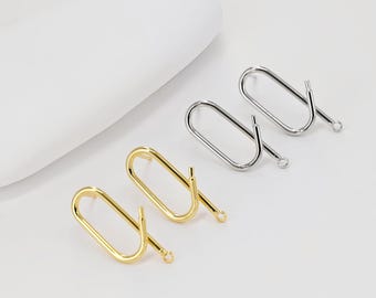 Oval Earring Post Earrings, Gold Earring Post with Loop,  Pin, Hypoallergenic, Earring Findings, Handmade Earring Supplies D0394
