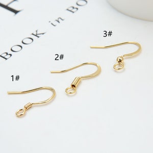 20PCS- 14K Gold Plated Ear Wires, Gold Earring Earring Hooks, Fish Hooks, Ear Wires for Jewelry Making JY018-ZX7011