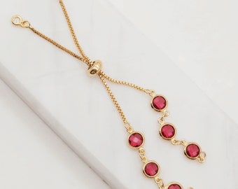Adjustable Bracelet Making Chain, 20 Colors, 18K Gold Plated, CZ Pave Half Finished Slide Box Chain with Rubber Stopper Beads S20346