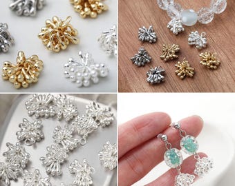 Flower Stamen Charm, 14K Gold Plated, 3D Floral Pendant, Firework Charm, For DIY Necklace Bracelet Jewelry Making Supply GZ1018