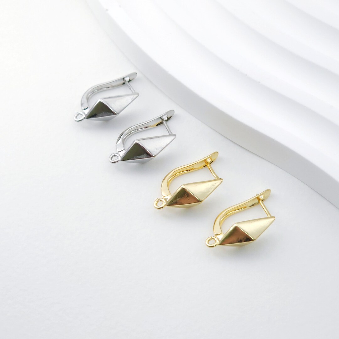Rhombus English Lock With Loop, Gold/rhodium Plated Earring Hoop ...