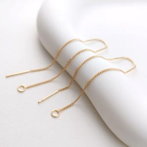 10 Paare- 14K Vergoldete Ohreinfädler, 60 mm Einfädler Ohrringe, 0,6x0,8 mm Flachkettendraht, Kettenohrringe, Z088