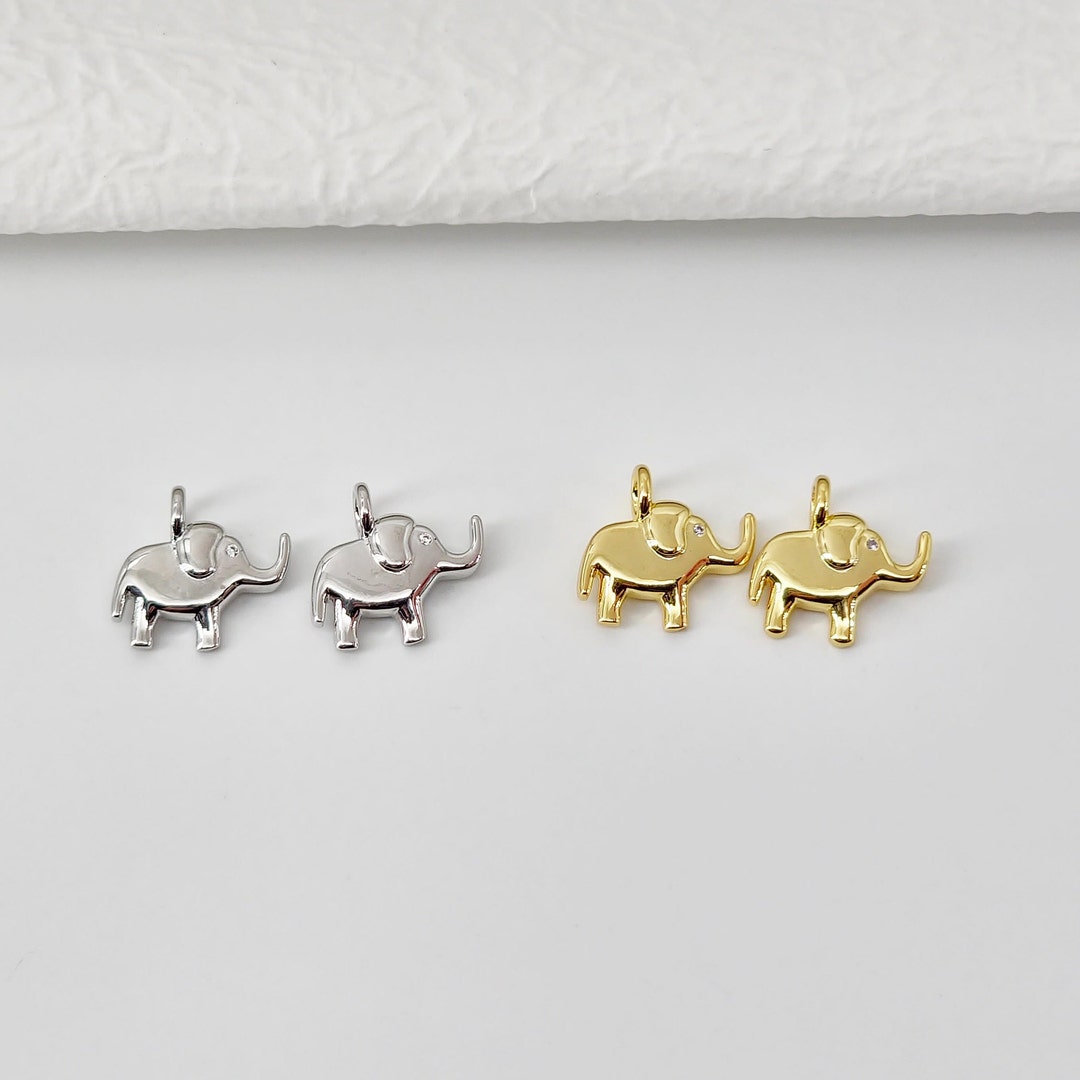 ゴールドメッキ 象のチャーム 小型 象のペンダント、18K 金メッキ真鍮動物チャーム、ブレスレット