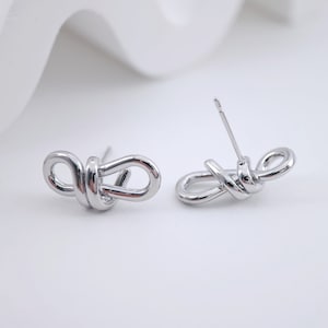Knotted Earring Post Earrings, Silver Earring Post