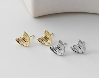 Wing Post Earrings, 11mm, Burshed Gold Earring Post, Hypoallergenic, Earring Findings, Earring Supplies D0422