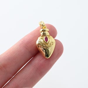 Vintage Gold Bottle Charms, 18K Real Gold Plated Pave CZ Bottle Pendants, Vintage Necklace Making Charms S20450 image 6
