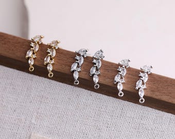 Handgemaakte oorbellen met marquise-vormige zirkonia en oorstekers, lange bladvormige zirkonia oorstekers in goud, zilver en witgoud voor het maken van doe-het-zelf sieraden GZ987