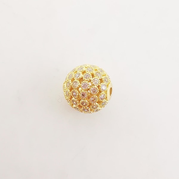Openwork Sphere Pendant, 18K Gold Plated Ball Pendant, Pave CZ Charm,  12mm, Necklace Charms, Jewelry Findings S20252