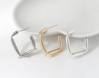 C-vormige oorbelbevestigingen met 3 lussen, geometrische open oorstekers in goud, zilver en witgoud voor doe-het-zelf sieradenbenodigdheden GZ990