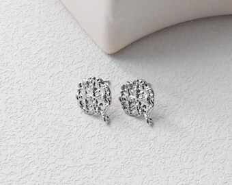 Round Pleated Post with Loop, 18K Gold Plated, Nickel Free Earrings, Hypoallergenic Earring Findings D0462