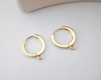 Huggie Hoops Earring Hoop, 18K Gold Plated Leverback Ear Hoops, Gold Earring Making Findings for Jewelry Making D0149