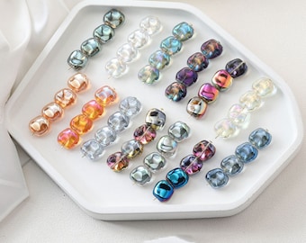 Contas de vidro quadradas irregulares, 12 x 10 mm, contas de cristal soltas para fabricação de joias, acessórios para artesanato GZ538