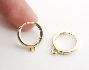 Huggie Hoops Earring Hoop, 18K Gold Plated Leverback Ear Hoops, Gold Earring Making Findings for Jewelry Making D0113