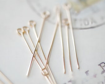 14K Gold Filled Eye Pins- 10PCS 23/2527 Gauge Eye Head Pins, O Pins, Gold Filled Jewelry Making Supply B032