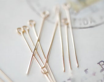 14K Gold Filled Eye Pins- 10PCS 25 Gauge 0.7 inch/1 inch Eye Head Pins, O Pins, Gold Filled Jewelry Making Supply B032