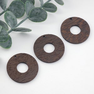 Round Geometric Shape Wood Charms, Wooden Pendant, Reclaimed Walnut Wood, Geometric Statement Wood Earrings Diy Ideas JT995