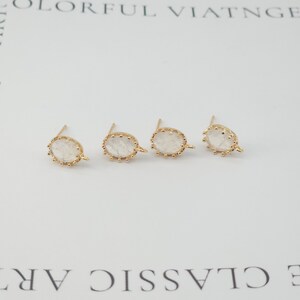 4pcs Oval Shape Earring Post With Loop, S925 Silver Pin Nickel Free Earrings, Crystal Gemstone Stud, Hypoallergenic Earring Findings ZX030