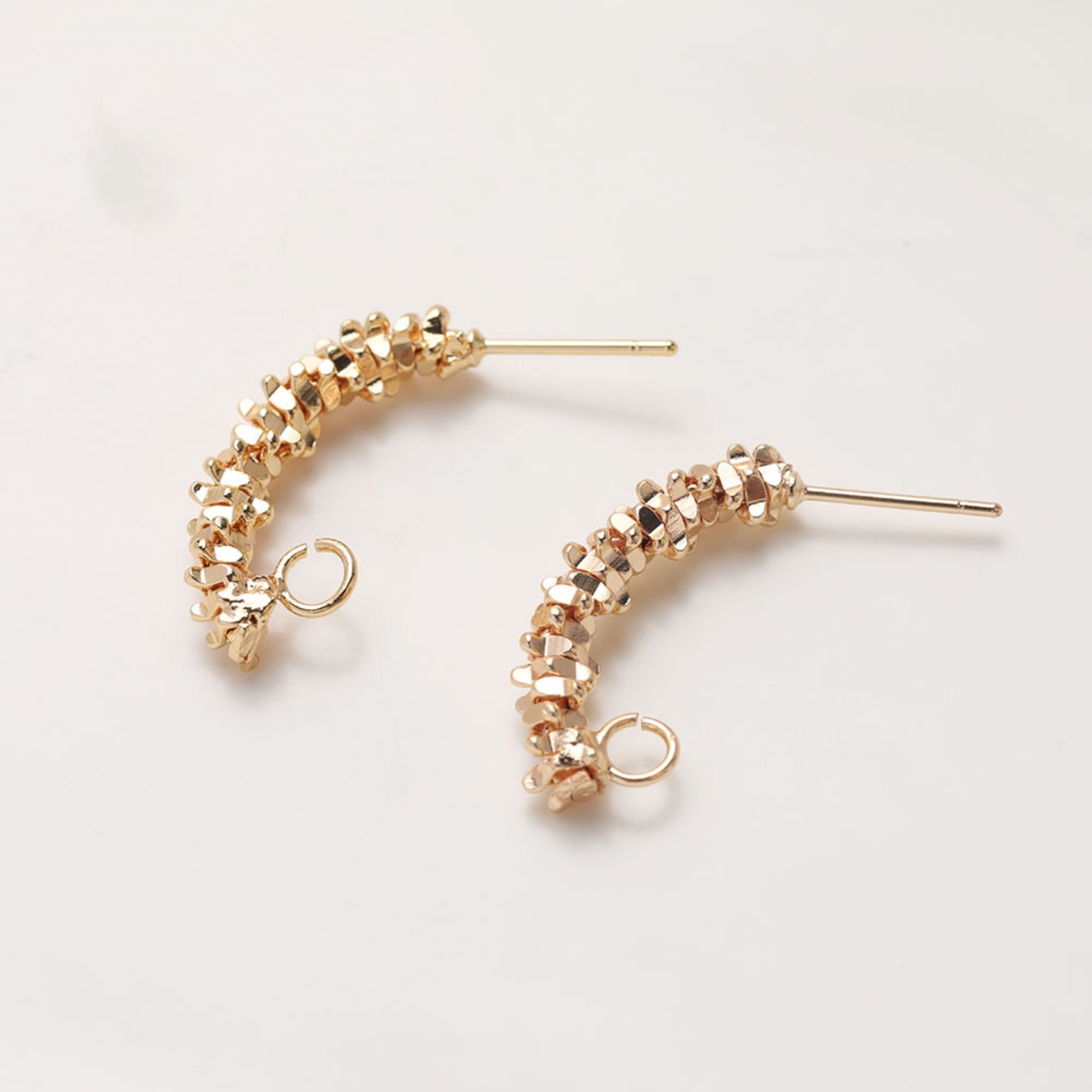 Curved Twisted Earring Post, 14K Gold Plated, Nickel Free