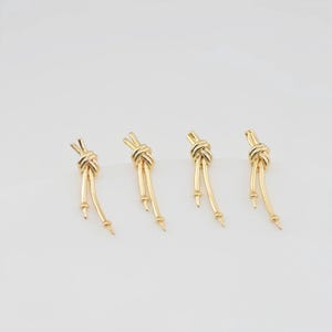 4pcs Gold Knot Earring Post With Loop, S925 Silver Ear Pin, Nickel Free Earrings, 18K Ear Stud Loop, Tie The Knot Earring Findings ZX027