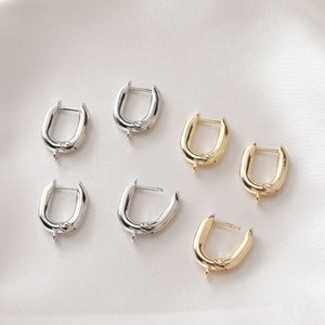 U Shape Earring Hoop with loop, Huggie Hoops Earring Finding, Ear Hoops, 13.5*19mm, hoop earrings GZ168