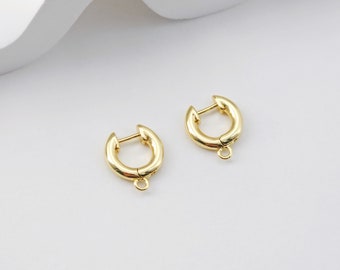 Huggie Hoops Earring Hoop, 18K Gold Plated Leverback Ear Hoops, Gold Earring Making Findings for Jewelry Making D0206
