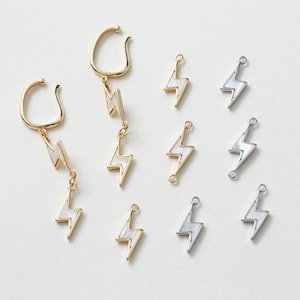 Lightning Charm, Muschel Anhänger, 1 Loop, 2 Schlaufen, Armband Kettenherstellung, 14K Vergoldet/versilbert SchmuckStücke ZZ098