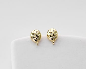 Orecchini a perno rotondi martellati, perno in oro con anello, ipoallergenici, componenti per orecchini, forniture per orecchini fatti a mano D0418