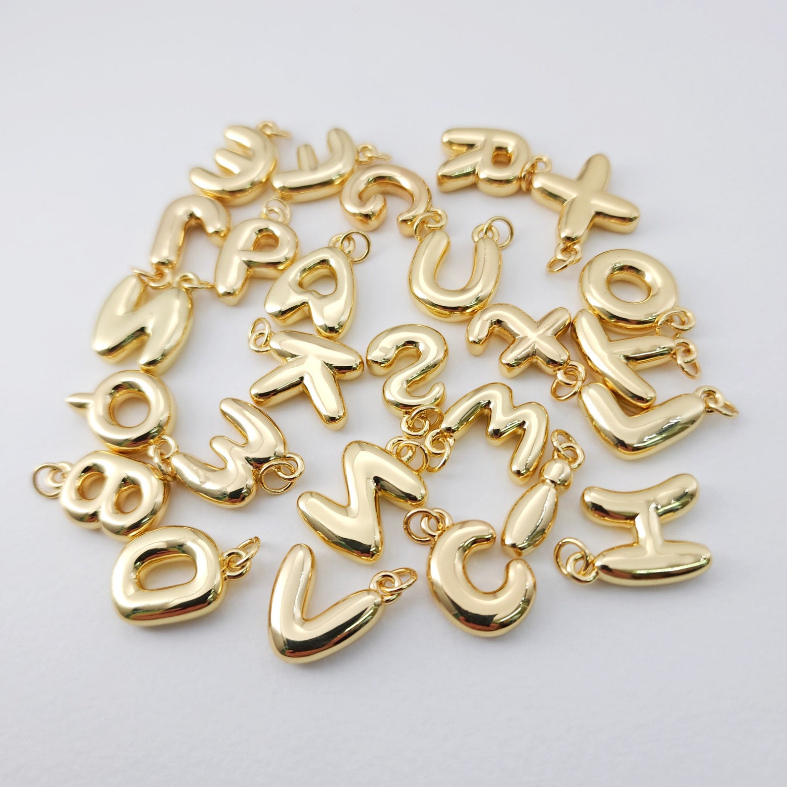 Alphabet Letter Charm, 18K Shiny Gold Plated Initial Charm ...