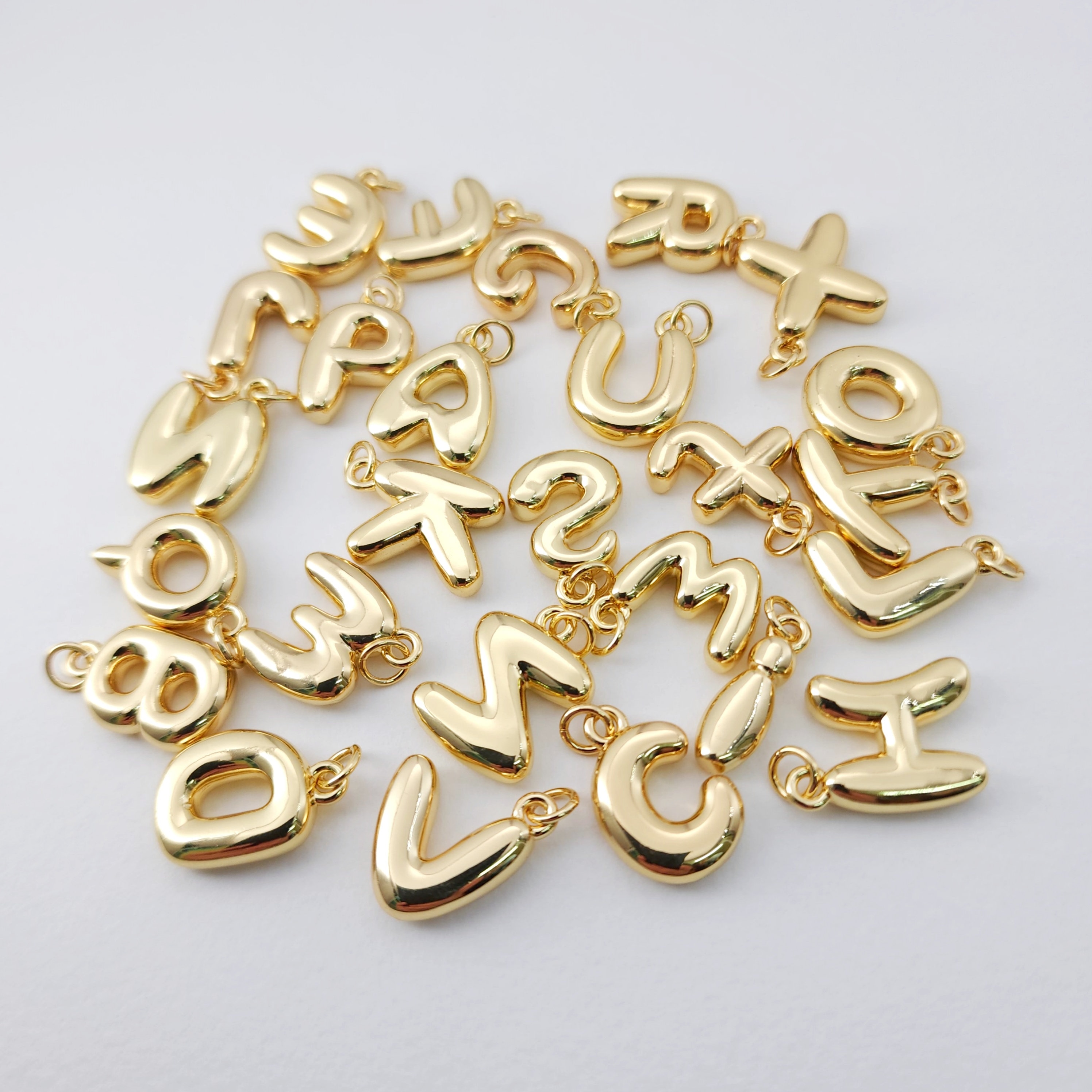 Charmed Letters Alphabet Letter Charm, 18K Shiny Gold Plated Initial Charm ...