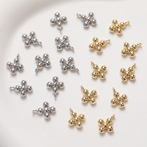 Gold Cross Charms, Beaded Cross Pendant, CZ Pave Religion Pendant, 18K Gold Plated, Necklace Making Charms, Jewelry Findings GZ374