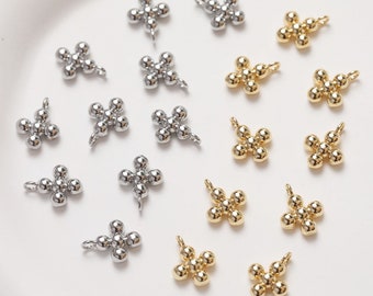 Gold Cross Charms, Beaded Cross Pendant, CZ Pave Religion Pendant, 18K Gold Plated, Necklace Making Charms, Jewelry Findings GZ374