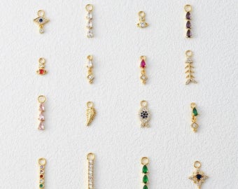 Collectie oorbelbedels, met grote lus, 18k verguld, zirkonia's effen hangers, ringhanger voor het maken van oorbellen, accessoires voor het maken van sieraden