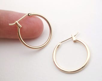 10個 18K ゴールドメッキ ラウンドフープイヤリング ハギーフープ