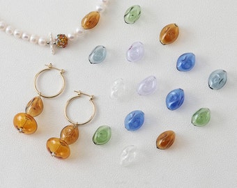 Glass Bubble Beads,Irregular Ellipsoid Glass Beads, Colorful Hand Blown Hollow Round Globes for Jewelry Making, DIY Beads Finding GZ561