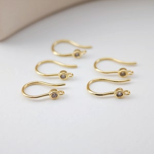 18K Gold Plated Ear Wires, Cubic Pave Earring Hooks, Nickel Free, Fish Hooks, Ear Wires for Jewelry Making D0160