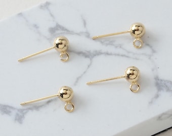 10pcs Ball Ear Post avec boucle latérale, S925 Boucles d’oreilles sans nickel d’épingle d’oreille en argent, goujon d’oreille or / argent, résultats de boucles d’oreilles hypoallergéniques G006