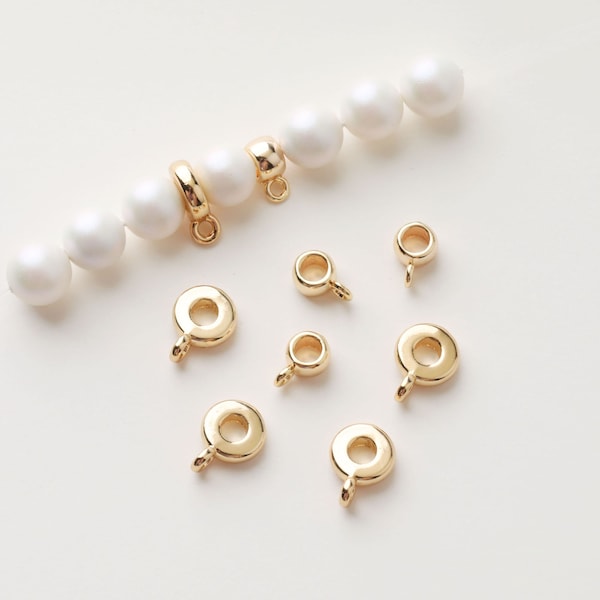 10 stücke Runde Rondelle Spacer Perlen mit Schlaufe, Großes Loch 18K Vergoldet 8mm / 11mm, Armband Halskette machen Schmuck ZZ019-ZX7018