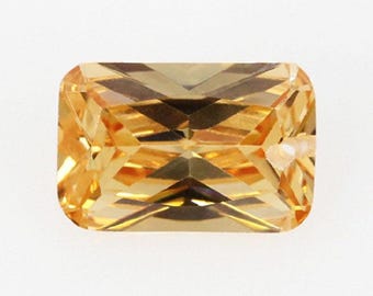 Champagne Rectangular Cubic Zirconia Loose Stones, Single Hole CZ Gemstone Blanks, Multi Sizes DIY Jewelry Making Supplies ZS004