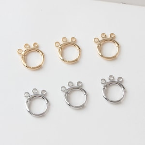 10pcs- Gold round Ear Hoops with 3 loops,  14K Gold/ Silver Plated Leverback Earrings, Huggie Hoops Earring BB075-ZX7023