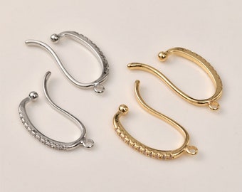 Non-Piercing Ear Bone Manschette, Ohr Manschette mit Öse, CZ Pave, 26mm, 18K Vergoldet/Silber überzogen, DIY Ohrring Finding LL237