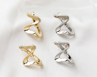 14K Gold Plated Irregular Hoop Earring, Silver, Matte Gold, Earring Parts,  Pin, Hoop earring for Jewelry Making BB103