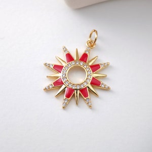 Lustrous Sunshine Charm,18k Gold Plated,micro Cz Pave Sun